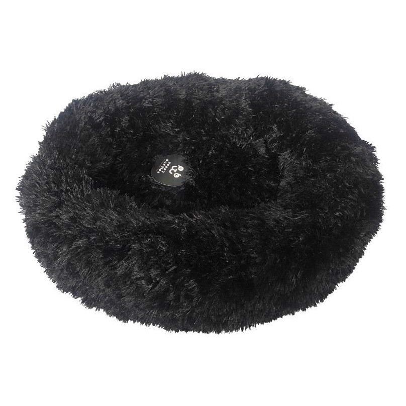 Beroligende Donut Hundeseng Fluffy Sort Small 59 59 Cm