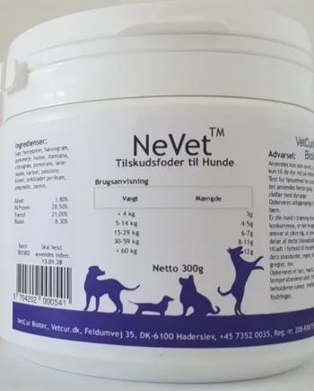 Vetcur Nevet Pulver Tilskud Til Hund Mod Adfærdsproblemer  300g