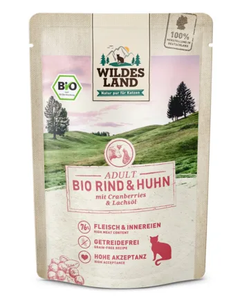 Wildes Land Cat Bio Beef   Chicken  12 Pouches