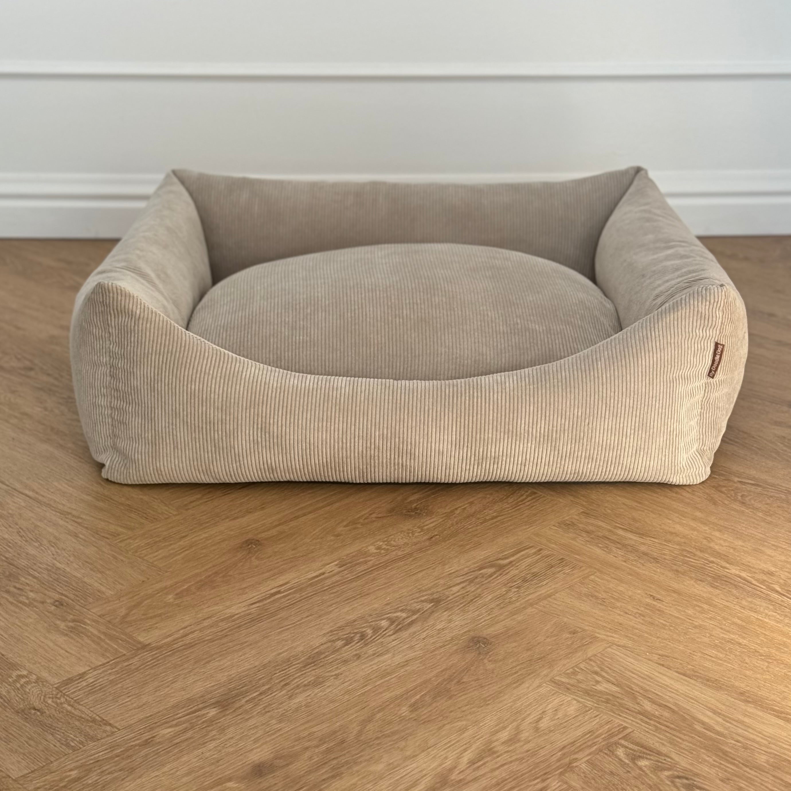 Bjørk Hundekurv   Smal Fløjl Beige Small