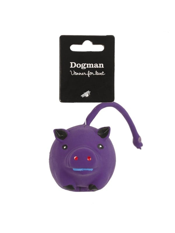 Dogman Hundelegetøj Latex Lilla Gris Med Piver 21cm