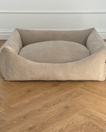 Bjørk Hundekurv   Smal Fløjl Beige Small