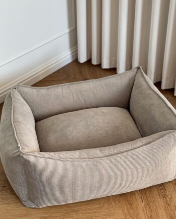 Carl Hundekurv Beige   Smal Fløjl Medium
