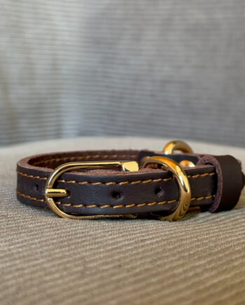 Hundehalsbånd   Brun Okselæder Small   22-29 Cm