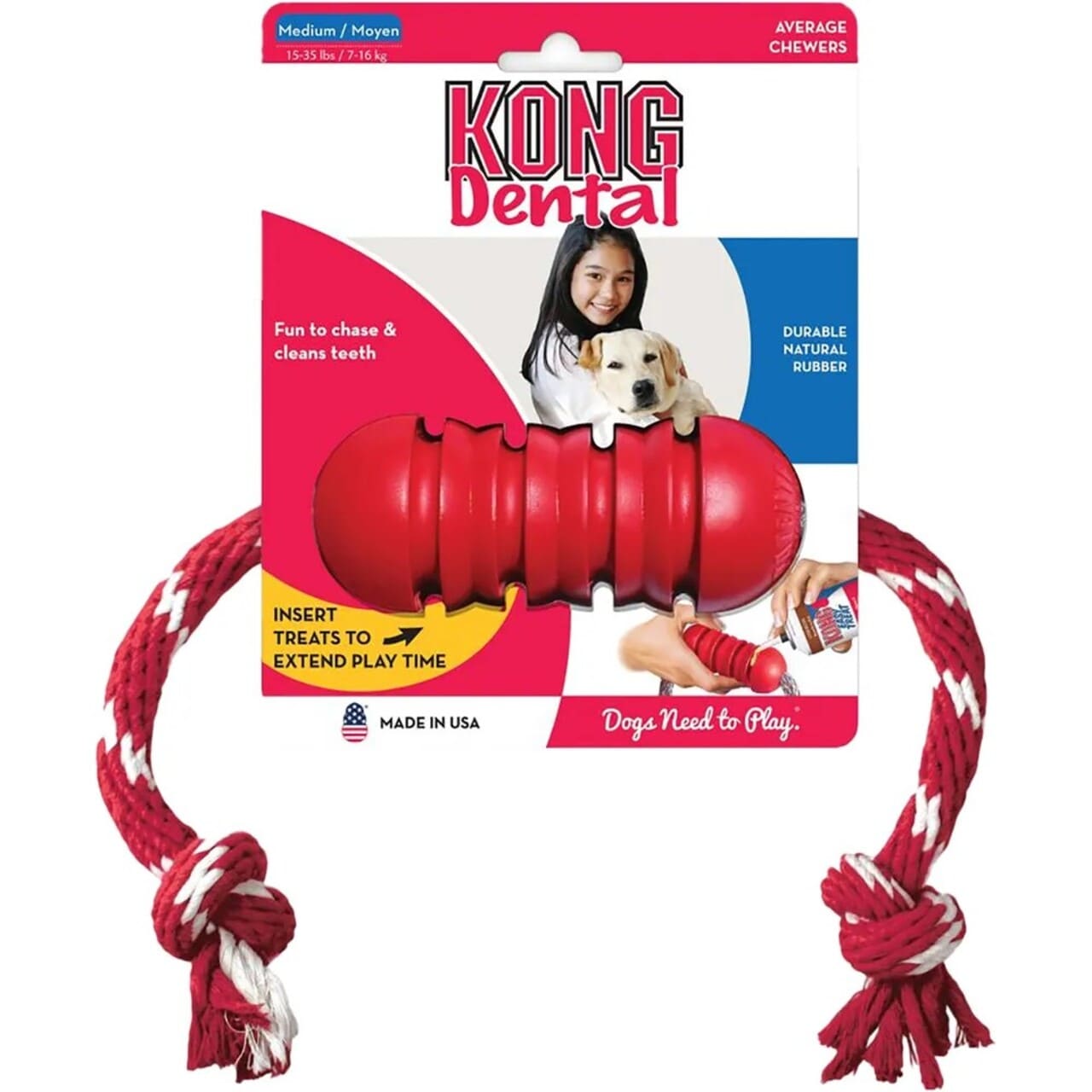 Imazo  Kong Dental Med Rep   9x6cm Tyggelegetøj Til Tandpleje Hundelegetøj Gummi  Vinyl Og Latex Quot Quot Reb Alt Til Hunden