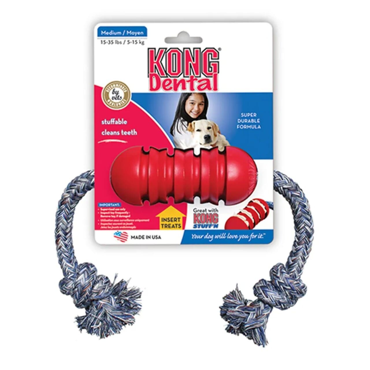 Imazo  Kong Dental Med Rep   9x4 Cm Tyggelegetøj Til Tandpleje Hundelegetøj Gummi  Vinyl Og Latex Quot Quot Reb Alt Til Hunden