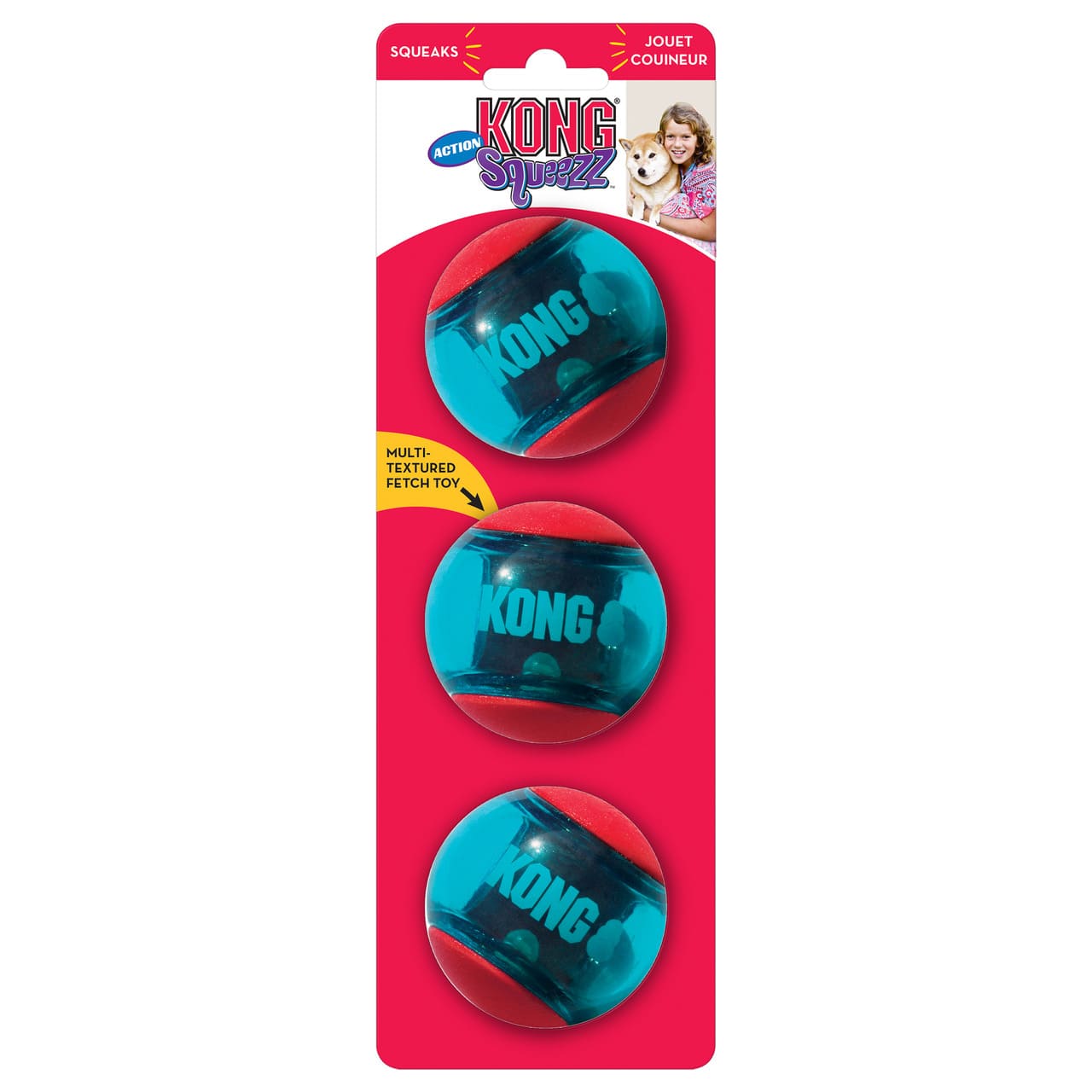 Kong Squeezz Actionball Rød   Stk    Cm  Slidstærke Bolde Til Hunde Med Squeaker-effekt
