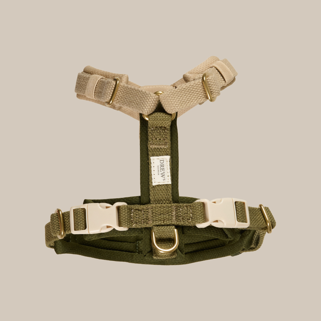 Olive   Blød   Justerbar Hundesele  Pro  Xs