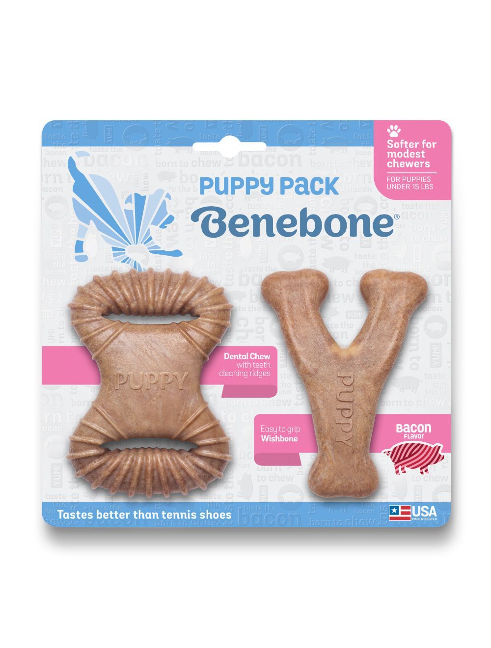 Benebone Puppy  -pack Dental Chew Wishbone Til Hunde    Stk  Med Baconsmag