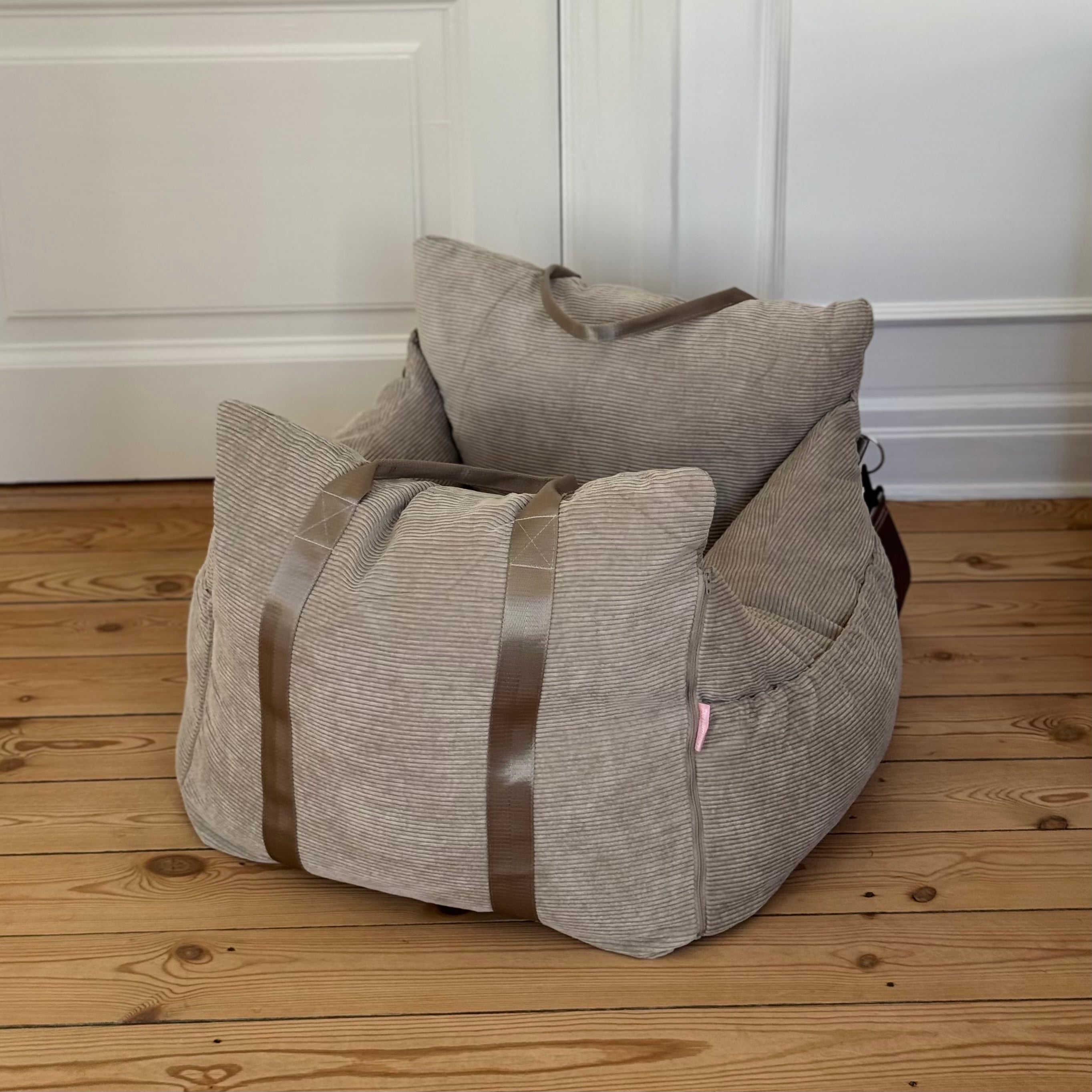 Bjørk Bilsædet Til Hunde   Beige Smal Fløjl