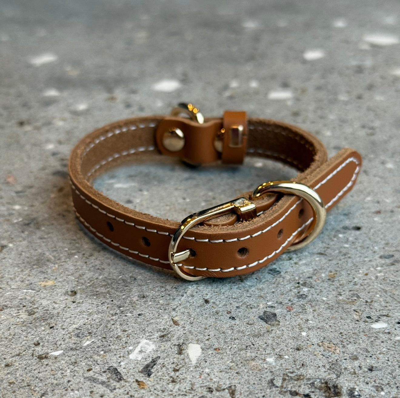 Hundehalsbånd Cognac Læder -small